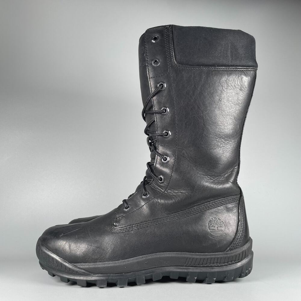 Timberland Wood Haven Tall Womens Size 7.5 Black Leather Waterproof Lace Up Boot